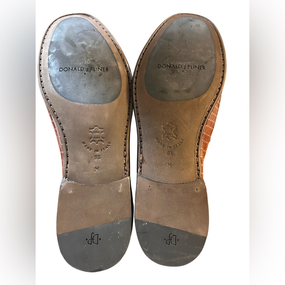 Donald J. Pliner Nadim Horsebit Loafers Croc Embossed Leather Size 9.5 - Italy - Picture 8 of 9
